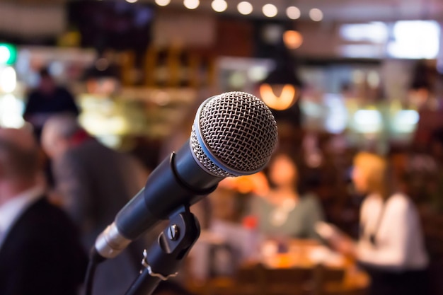 Microphone close-up in jazz club before the show