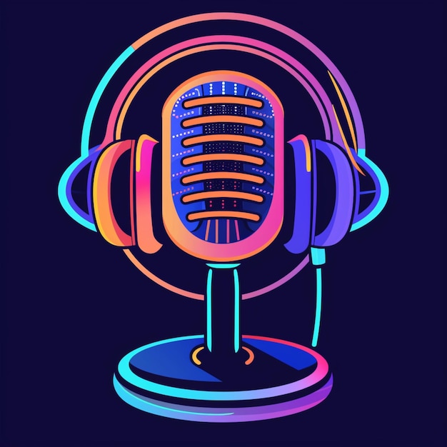 microphone design for a podcast in vivid colors