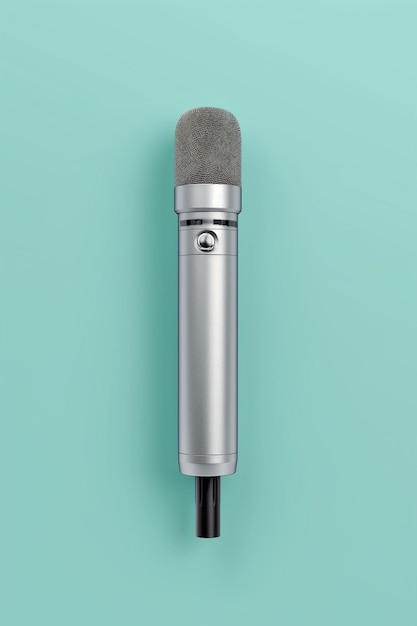 Photo a microphone is on a green background with a blue background