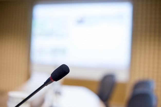 Photo microphone in meeting room for a conference.