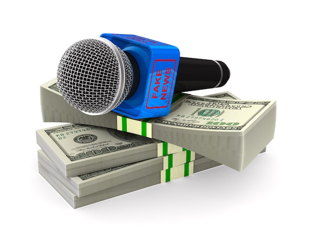 Microphone and money on white space