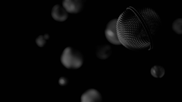 A microphone probe in close range with dark blur background (3D Rendering)