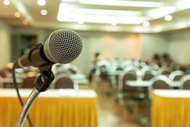 Microphone on seminar room or speaking conference.