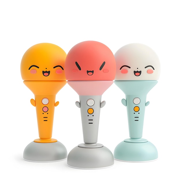 Microphone set with cute expression PNG image isolated object