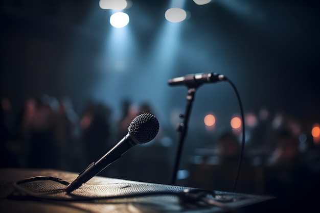 Microphone on the stage in a concert stage