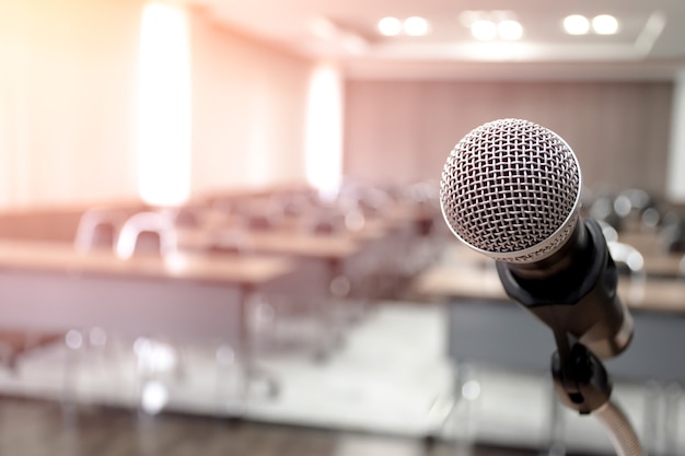 Microphone on stage in seminar room