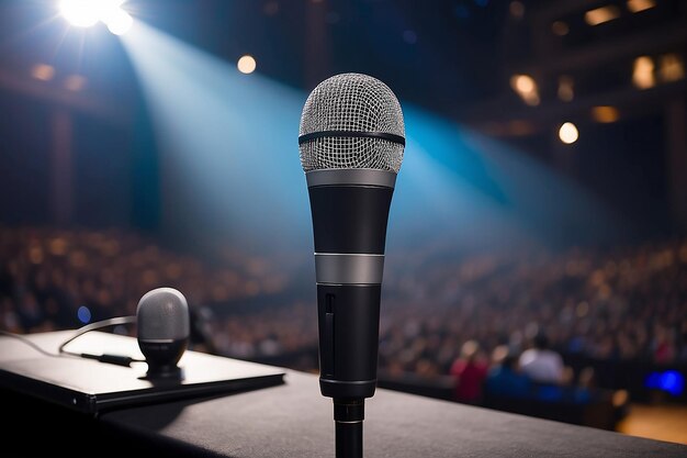 microphone on stage speaker conference