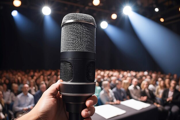 microphone on stage speaker conference