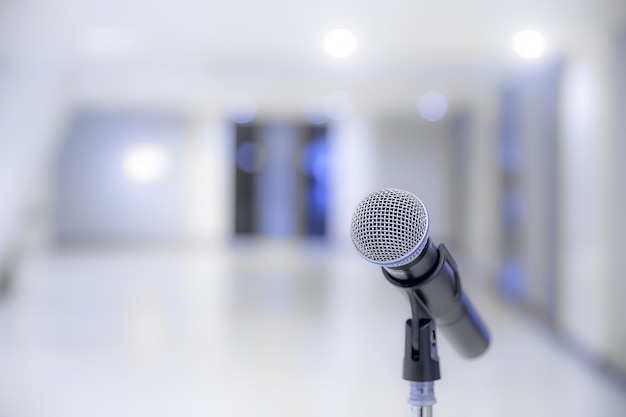 Microphone on the stand for public speaking.