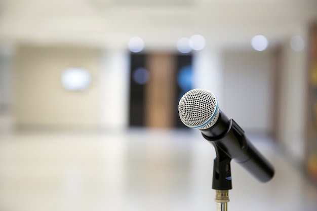 Photo microphone on the stand for public speaking.