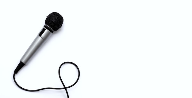 Microphone on white background. Top view