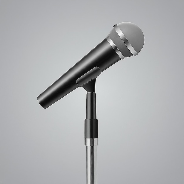 a microphone with a black and silver band on it