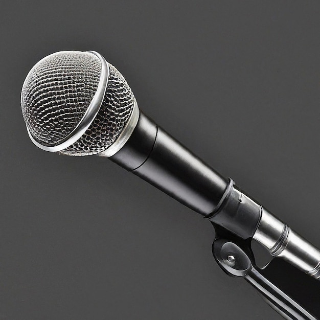 a microphone with a black top and a white background