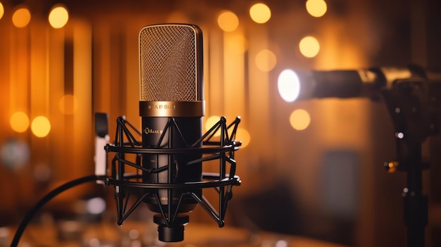 microphone with blur studio background