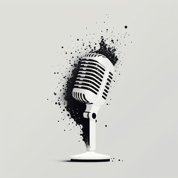 A microphone with a spray paint splashing around it.