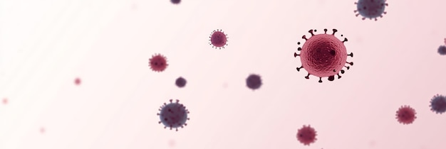 Microscopic closeup of virus particles floating in the air against a light background Depiction of viral spread and infection awareness for monkeypox or mpox