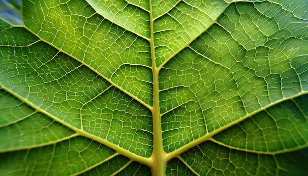 Microscopic Detail of Green Leaf Veins