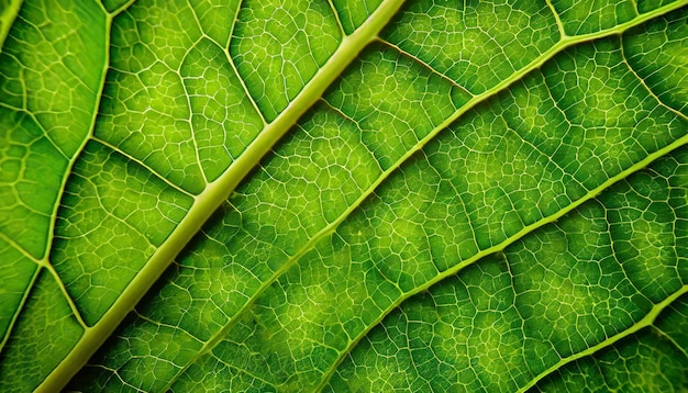 Microscopic Detail of Green Leaf Veins