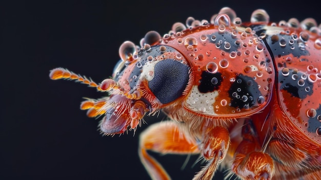 A microscopic view of a ladybugs including its short ovipositor and egglaying structures