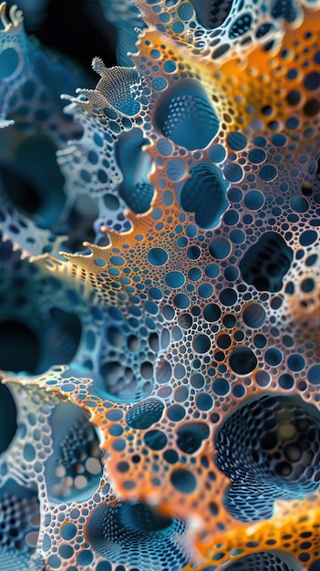 A microscopic view of nanoscale materials showcasing their intricate patterns and structures