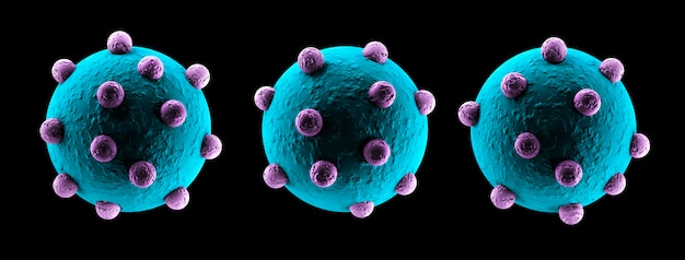 Microscopic view of a new Chinese coronavirus, COVID-19 or 2019-nCoV a cousin of the SARS virus