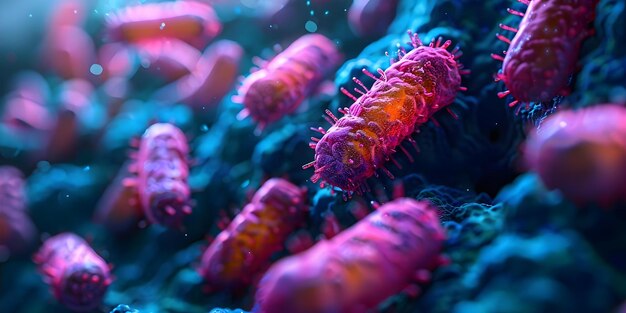 Microscopic view of probiotics bacteria in a scientific setting showcasing their role in digestion and health Concept Microscopic imaging Probiotics research Digestive health