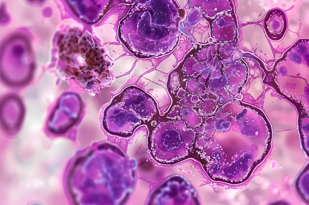 Microscopic View of Squamous Cells and Bacteria in Oral Mucosa with HE Stain Concept Microscopic Imaging Squamous Cells Bacteria Oral Mucosa HE Stain