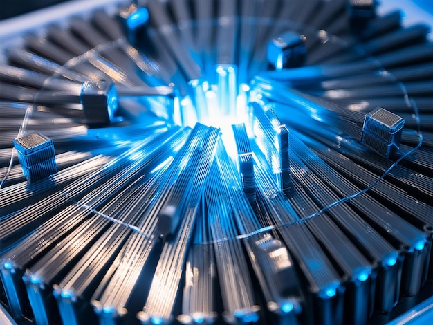 A microscopic view of a superconductor material showcasing the orderly arrangement of atoms