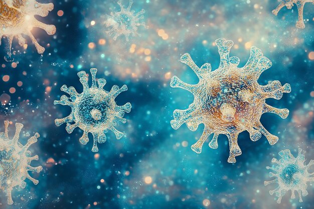 Photo microscopic view of viruses