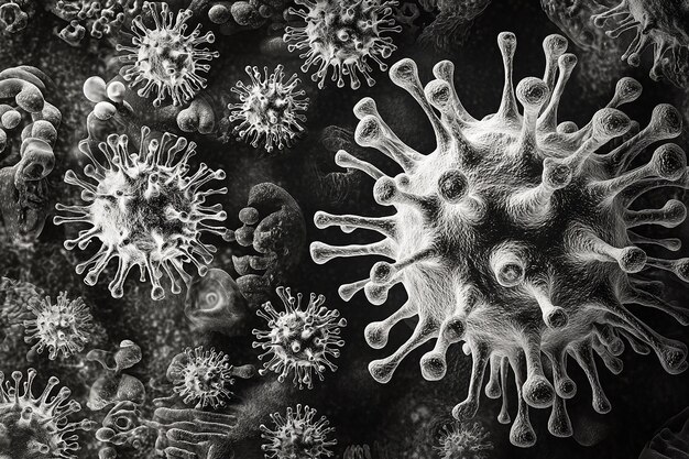 Photo microscopic view of viruses