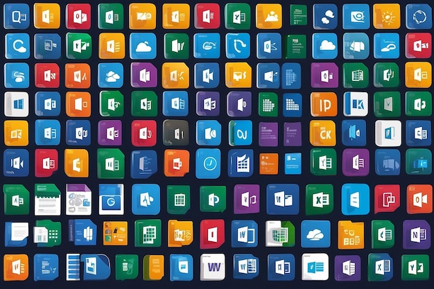 Microsoft 365 copilot apps icon set Word Excel PowerPoint Outlook Teams OneNote OneDrive