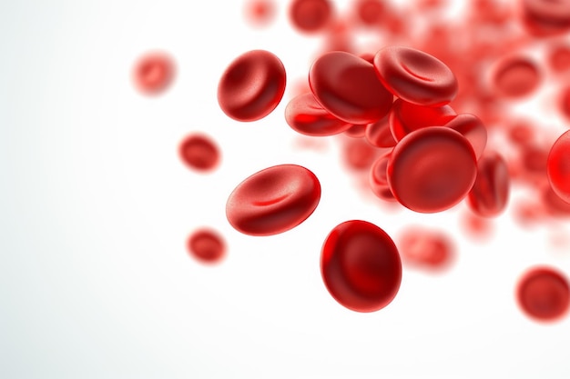 Microsopic of Red blood cells flowing through the blood vesselsmedical and science research concept