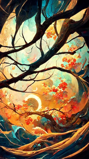 Mid autumn festival background abstract painting