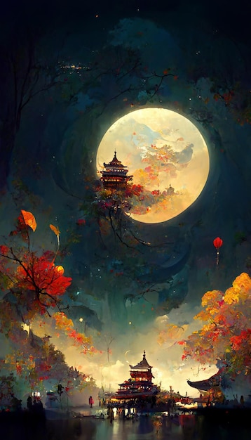 Mid autumn festival full moon