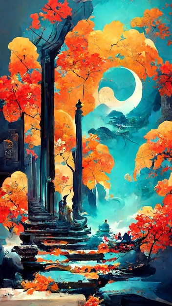 Mid autumn festival poster abstract painting abstract painting