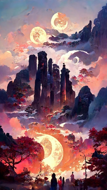 Mid autumn festival style background abstract painting