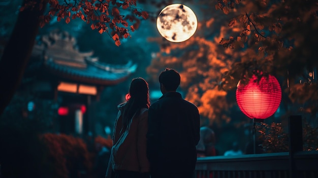 MidAutumn elements night full moon reunion atmosphere people SONY A7M4 shooting photo grade