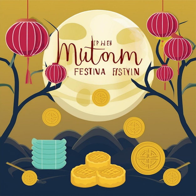 Photo midautumn festival in vietnam celebratory typography design