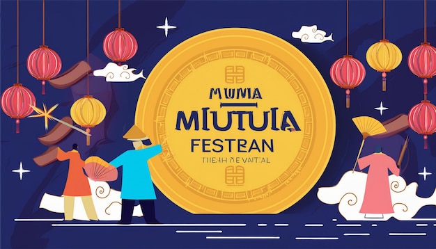 Photo midautumn festival in vietnam celebratory typography design