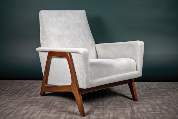 Midcentury armchair with plush upholstery and angular design