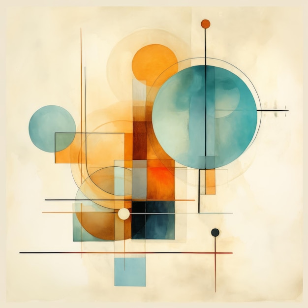 Midcentury Dada Digital Watercolor Engineering With Minimalist Textures And Shapes