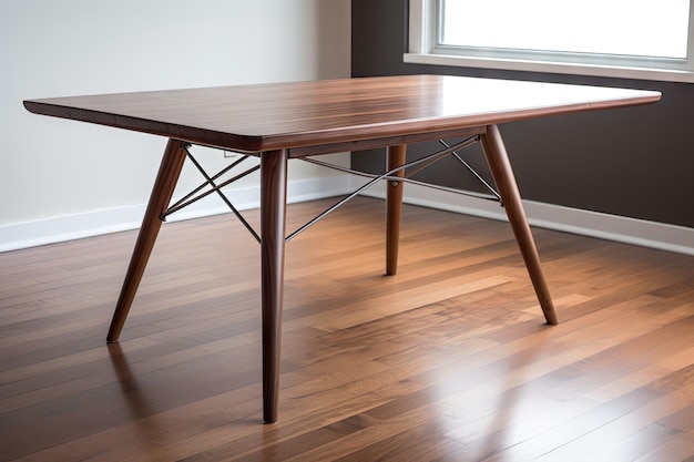 Midcentury dining table with sleek and minimalist design