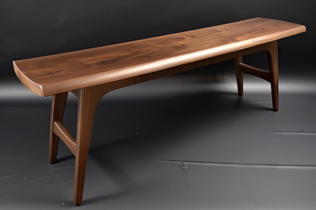 Midcentury modern bench with sleek curved lines and durable finish