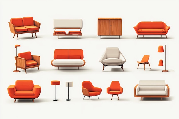 MidCentury Modern Living Room Furniture Set