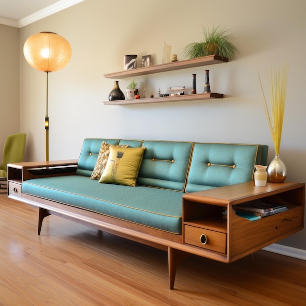 Midcentury Modern Retro Sofa With Cabinetinspired Design