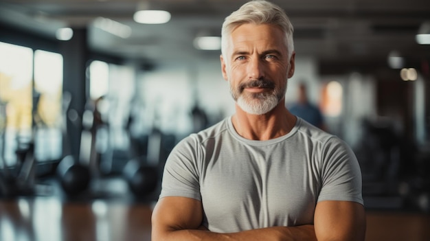 Middle Age Personal Trainer Showing Thumbs Up AI Generated