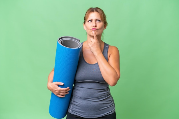 Middle aged caucasian woman over isolated background