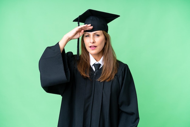 Middle aged caucasian woman over isolated background