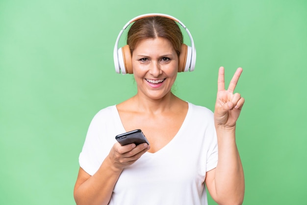 Middle aged caucasian woman over isolated background