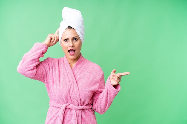 Middle aged caucasian woman over isolated background